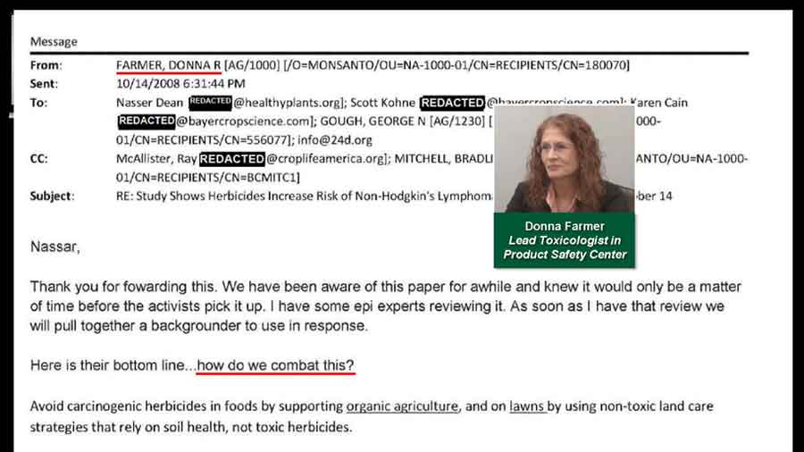 Donna Farmer's email stating "how do we combat this?"